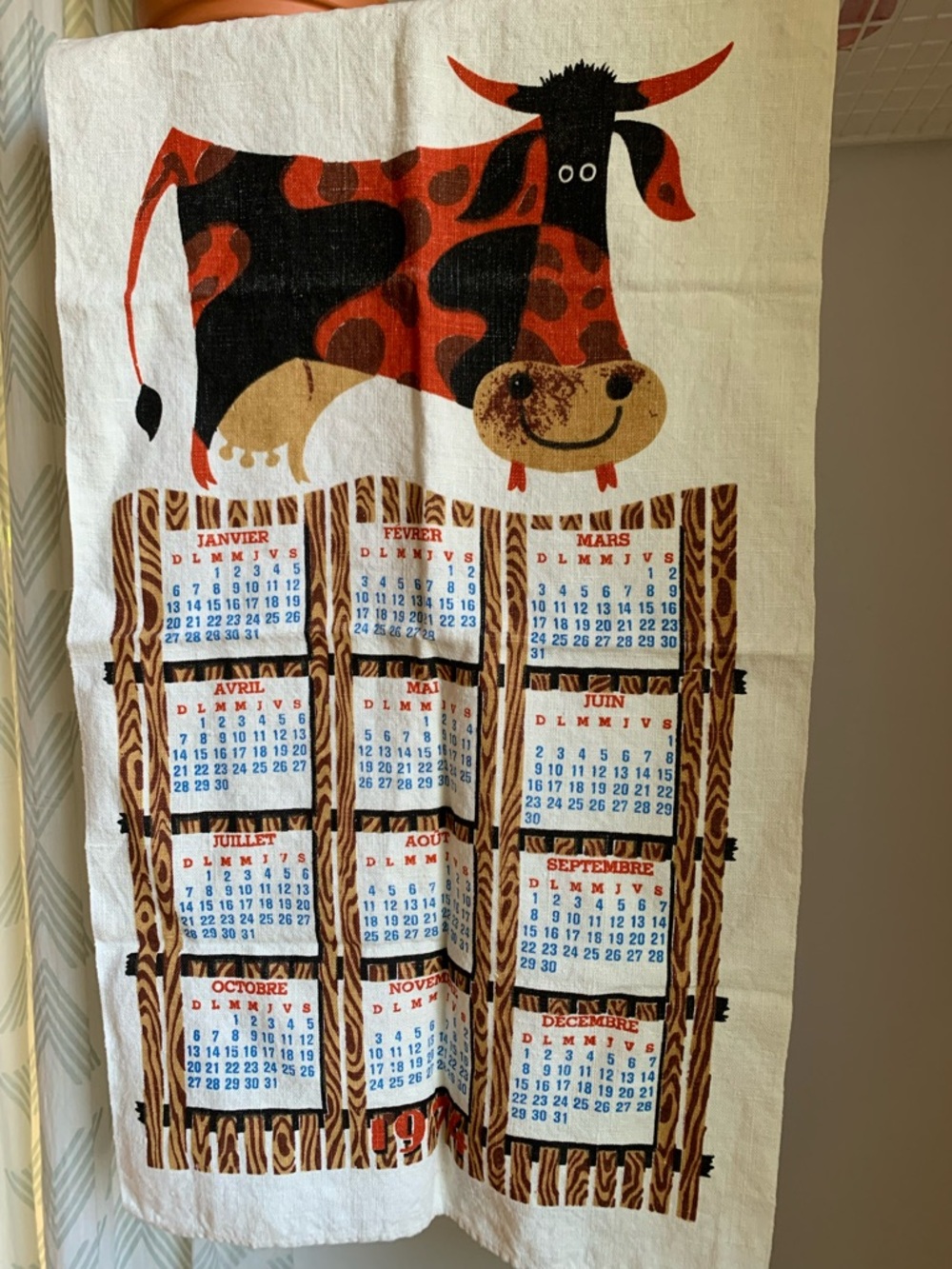 1974 Calendar Linen Dish Towel